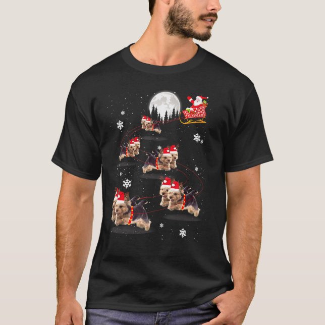 Yorkshire Terrier Reindeer Santa Julafton för Hund T Shirt (Framsida)