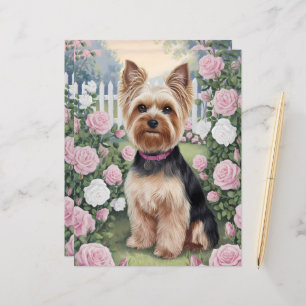 Yorkshire Terrier Ro Garden Art Scrapbook Papper