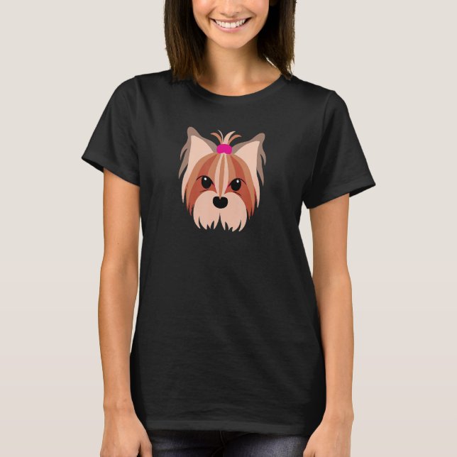 Yorkshire Terrier Rosa Hund Yorkie Retro T Shirt (Framsida)