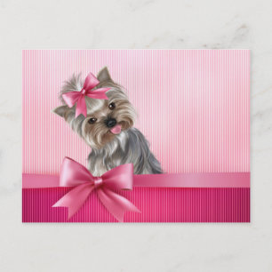 Yorkshire Terrier Rosa Princess Yorkie Puppy Hund Vykort