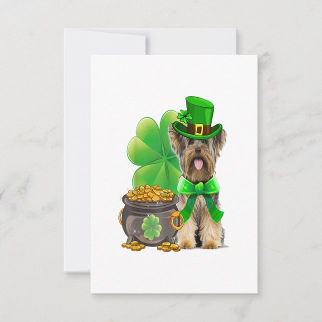 Yorkshire Terrier Shamrock St patricks day Hund OSA Kort (Framsida)