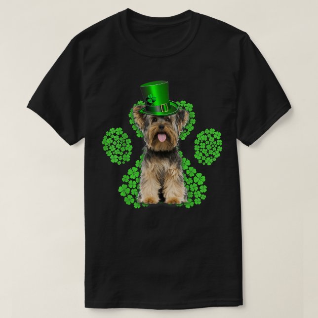 Yorkshire Terrier Shamrock Tass Klöver St Patrick' T Shirt (Design framsida)