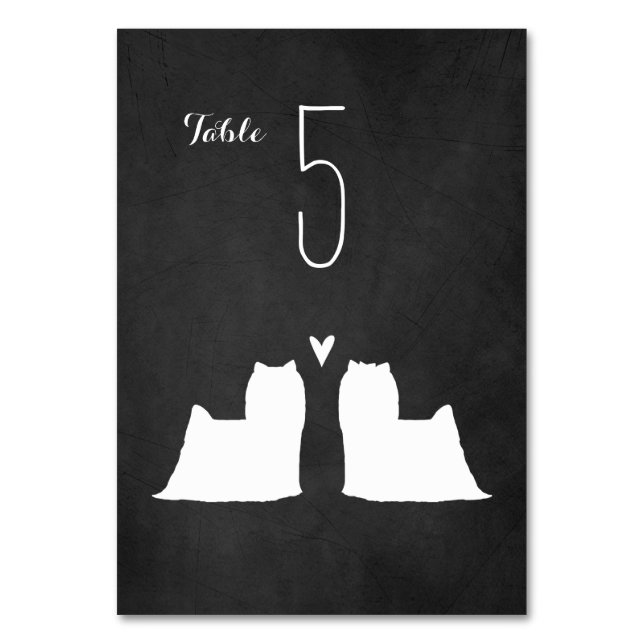 Yorkshire Terrier Silhouettes Wedding Reception Bordsnummer (Framsidan)