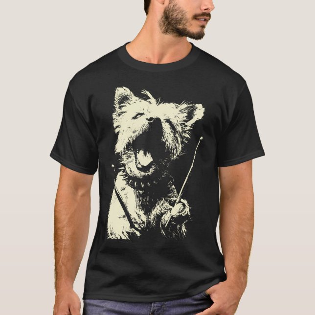 Yorkshire Terrier spelar trummor Musiker Hund T Shirt (Framsida)