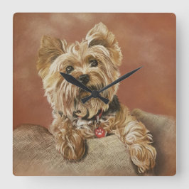 Yorkshire Terrier Square Wall Clock Fyrkantig Klocka