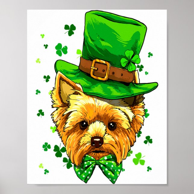 Yorkshire Terrier St Patricks Day Leprechaun Sham  Poster (Framsidan)