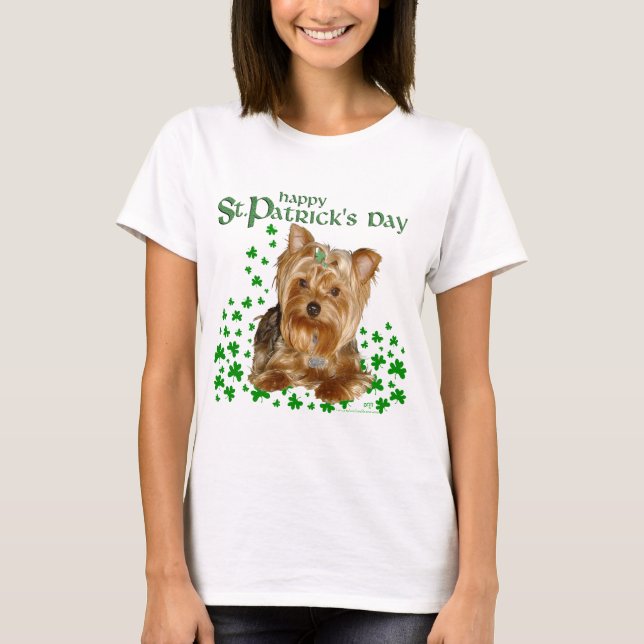 Yorkshire Terrier St Patricks Day T Shirt (Framsida)