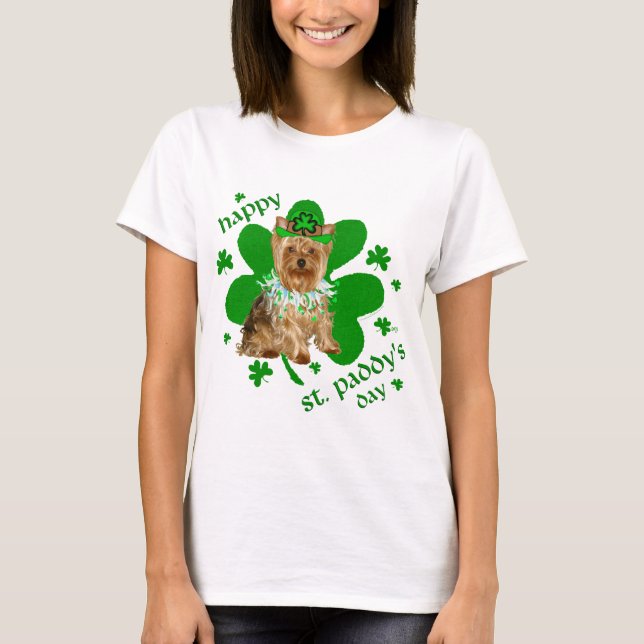 Yorkshire Terrier St Patricks Day T Shirt (Framsida)