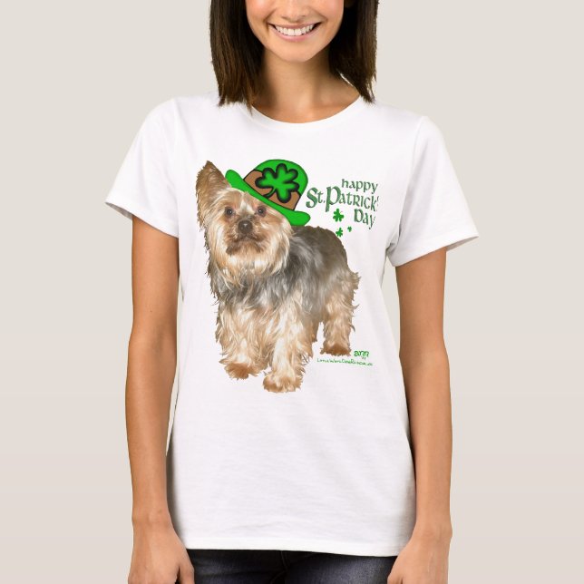 Yorkshire Terrier St Patricks Day T Shirt (Framsida)