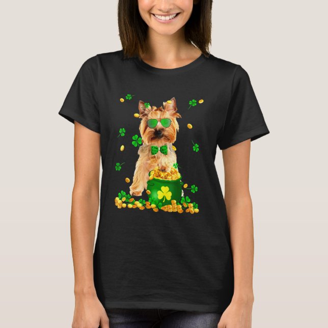 Yorkshire Terrier Stpatricks Day Hund Pappa Hund M T Shirt (Framsida)