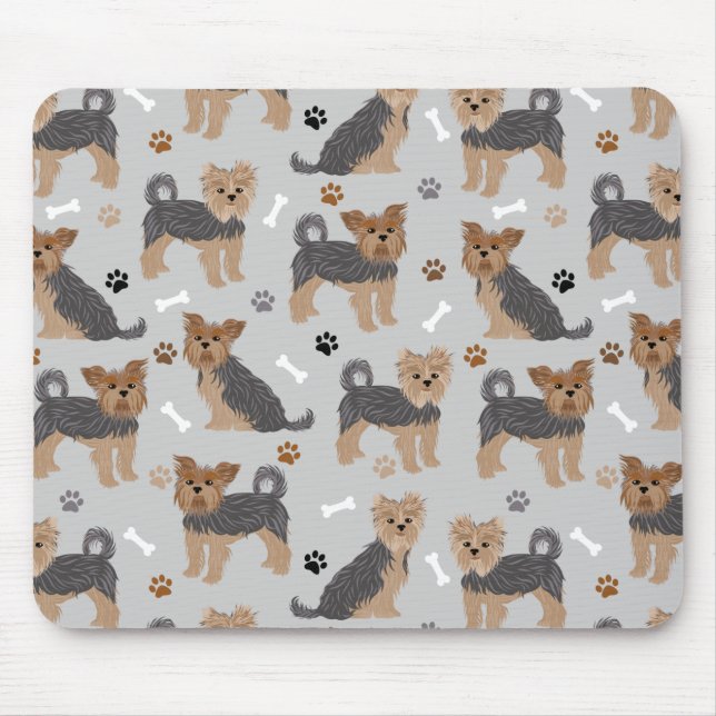 Yorkshire Terrier Tass och Bones Yorkie Hund Musmatta (Framsidan)