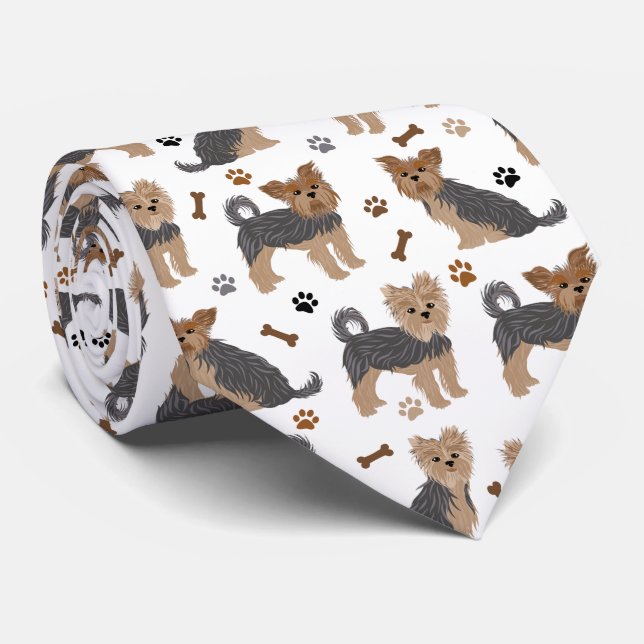 Yorkshire Terrier Tass och Bones Yorkie Hund Slips (Rullad)