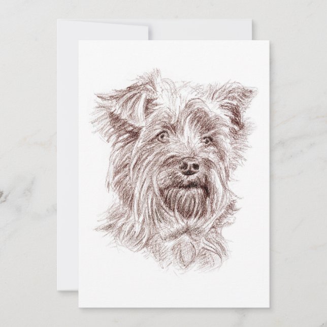 Yorkshire Terrier Teckning Inbjudningar (Framsida)