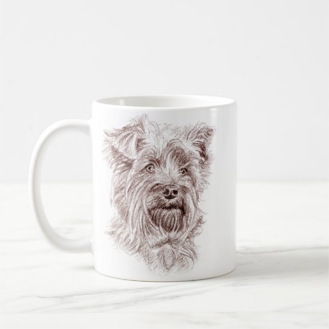 Yorkshire Terrier Teckning Kaffemugg (Vänster)
