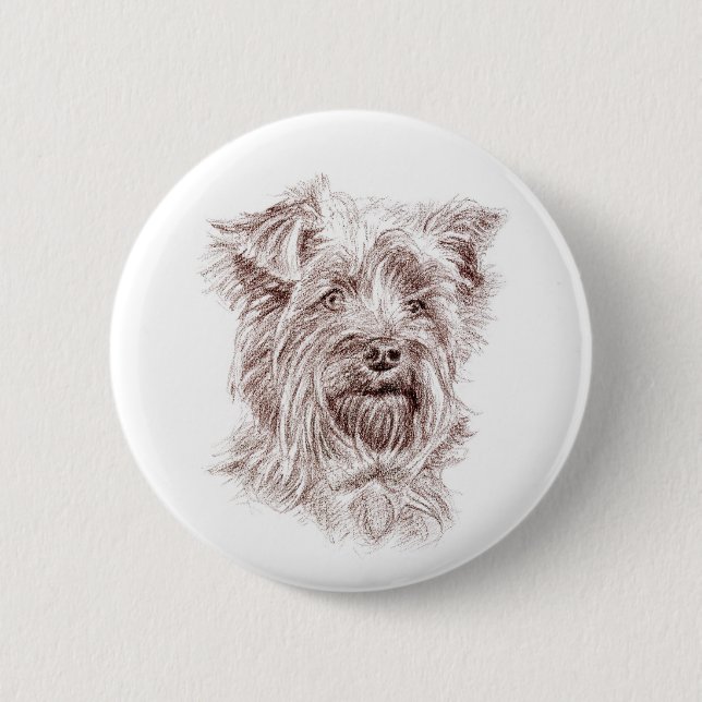 Yorkshire Terrier Teckning Knapp (Framsida)