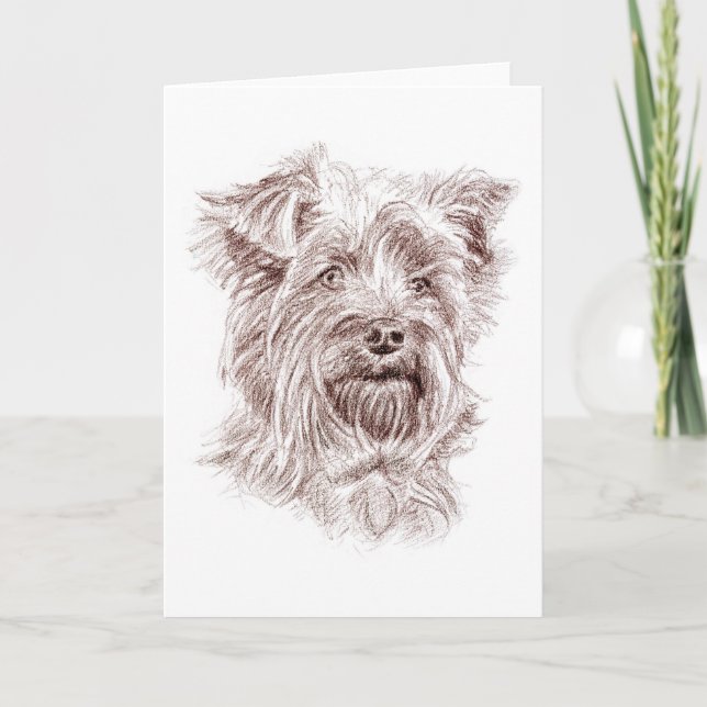 Yorkshire Terrier Teckning Tack Kort (Framsida)