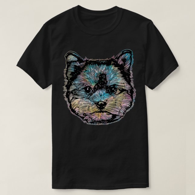Yorkshire Terrier Tie Dye T Shirt (Design framsida)