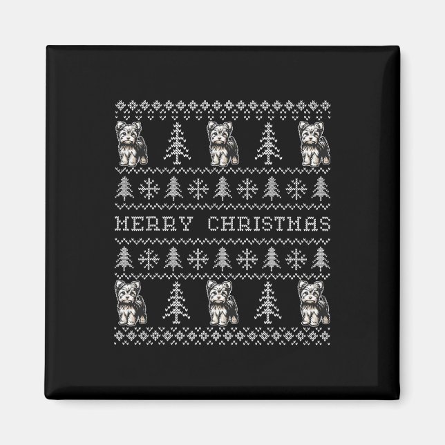 Yorkshire Terrier Ugly jul Sweater Rolig hund Magnet (Framsidan)