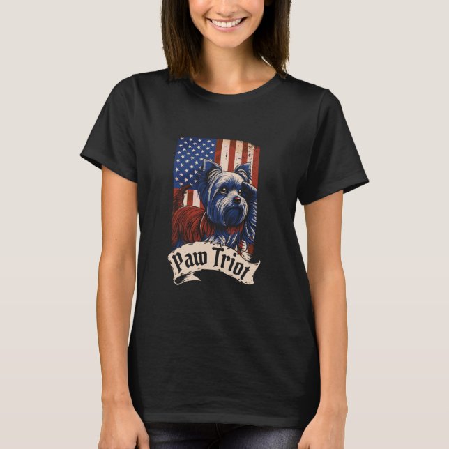 Yorkshire Terrier Us Flagga Hund aveln - Pet Yorki T Shirt (Framsida)