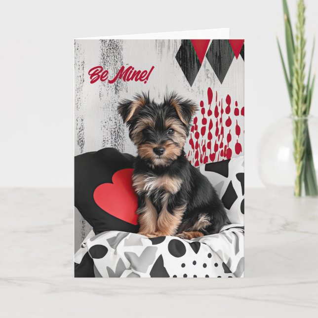 Yorkshire Terrier Valentine Card Tack Kort (Framsida)