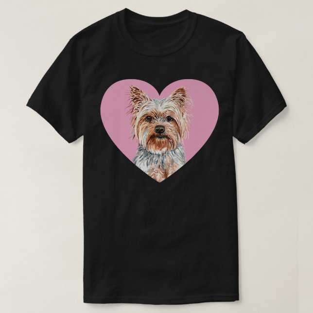 Yorkshire Terrier Valentines day Rosa Heart Yorkie T Shirt (Design framsida)