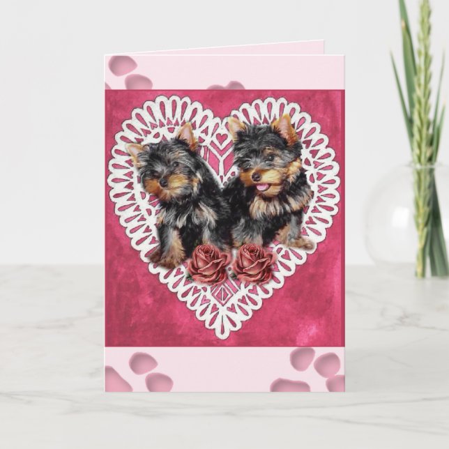 Yorkshire Terrier Valentiness Helgkort (Framsida)
