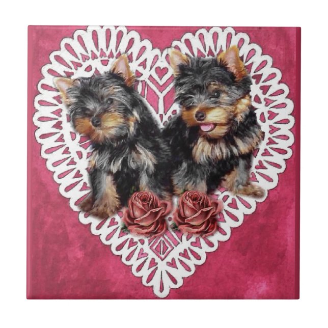 Yorkshire Terrier Valentiness Kakelplatta (Framsidan)