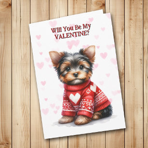 Yorkshire Terrier Valpar i tröja Helgkort