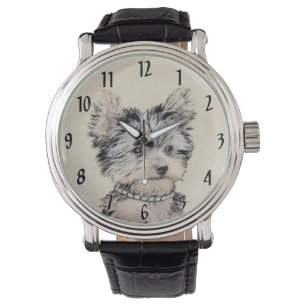 Yorkshire Terrier Valpmålning Original Hundkonst Armbandsur