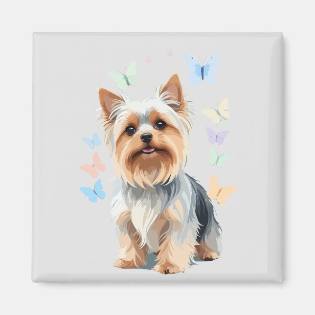 Yorkshire Terrier Vector Painting Adsible Roligt J Magnet (Framsidan)