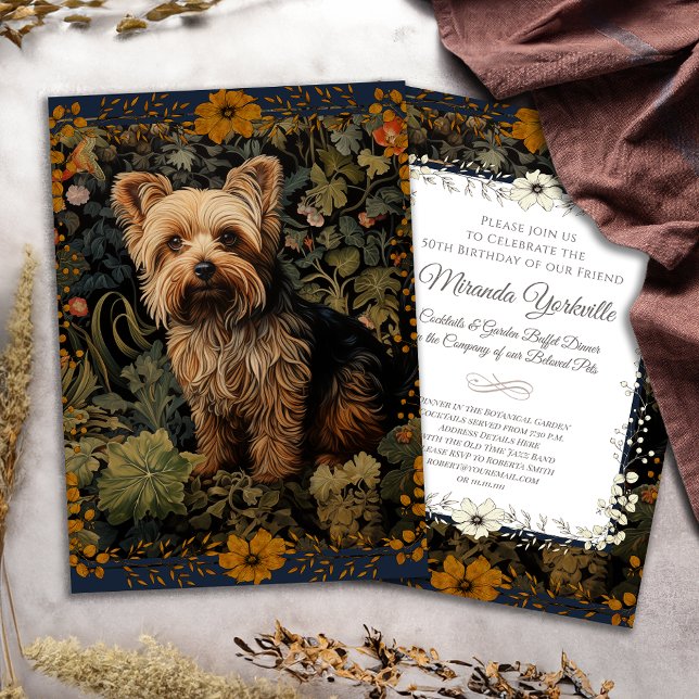 Yorkshire Terrier Vintage Blommigt Tapestry Inbjudningar (Skapare uppladdad)