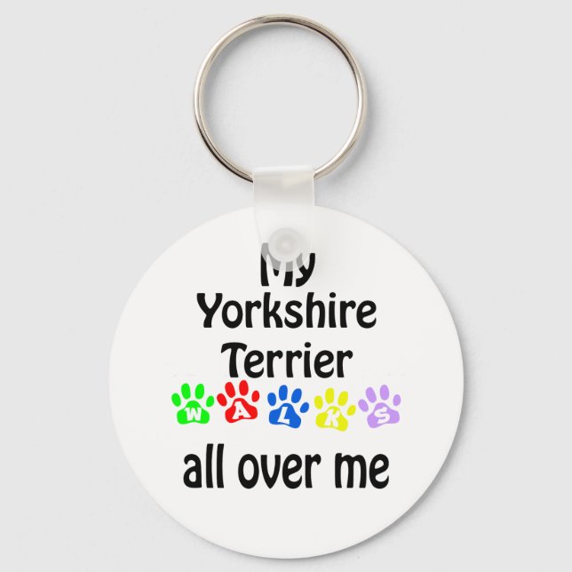 Yorkshire Terrier Walks Design Nyckelring (Framsida)