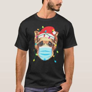 Yorkshire Terrier Wearing jul Mask Helgdag T Shirt