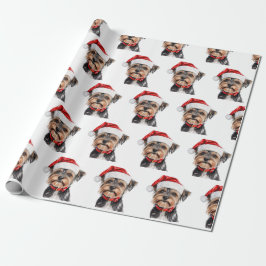 Yorkshire Terrier with Santa Hat Presentpapper