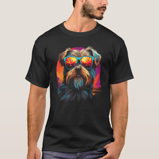 Yorkshire Terrier with Sunglasses Funny Retro Vint T Shirt (Framsida)