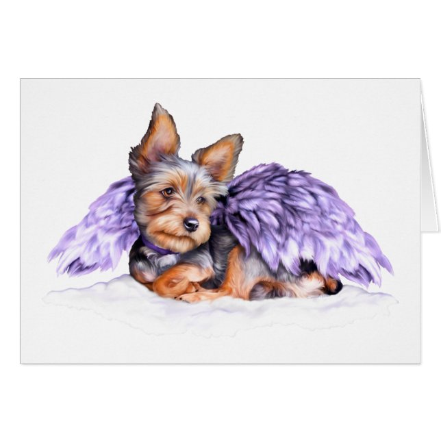 Yorkshire Terrier Yorkie Angel Hälsningskort (Framsidan Horizontal)