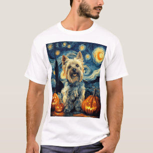 Yorkshire terrier Yorkie Hund av van gogh stjärnkl T Shirt
