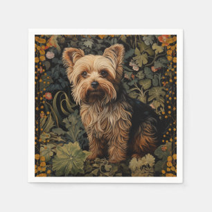 Yorkshire Terrier Yorkie Hund Vintage Blommigt Pappersservett