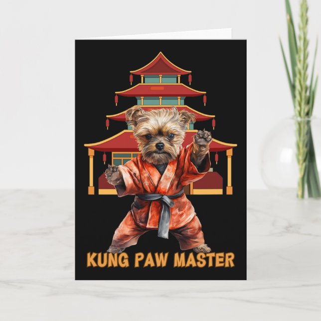 Yorkshire Terrier Yorkie Karate Martial Arts Funny Kort (Framsida)