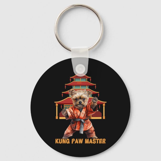 Yorkshire Terrier Yorkie Karate Martial Arts Funny Nyckelring (Framsida)