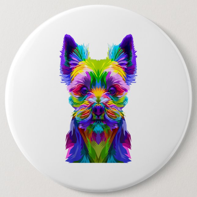 Yorkshire Terrier Yorkie Pop Art Hund Gift Knapp (Framsida)
