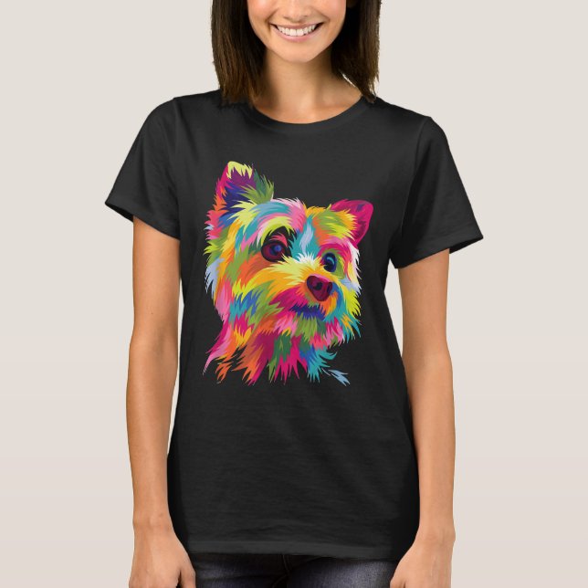 Yorkshire Terrier Yorkie Pop Art Popart Hund T Shirt (Framsida)