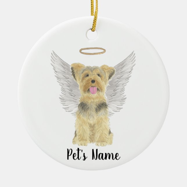 Yorkshire Terrier Yorkie Sympati Minnes Julgransprydnad Keramik (Framsidan)