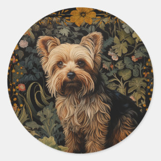 Yorkshire Terrier Yorkie William Morris stil Runt Klistermärke