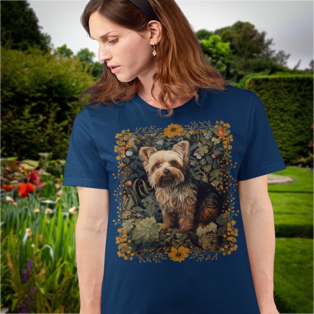 Yorkshire Terrier Yorkie William Morris Stil T Shirt (Skapare uppladdad)