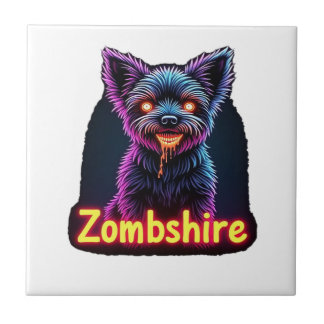 Yorkshire Terrier Yorkie Zombie Hund Halloween Öve Kakelplatta