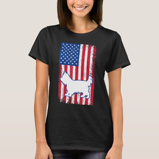 Yorkshire Terriers American Flagga Usa Patriotic H T Shirt (Framsida)