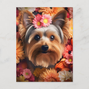 Yorkshire Terriers Blommigt Elegance Vykort