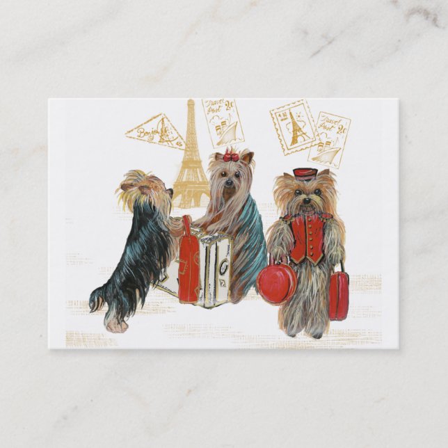 Yorkshire Terriers Traveling Visitkort (Framsida)