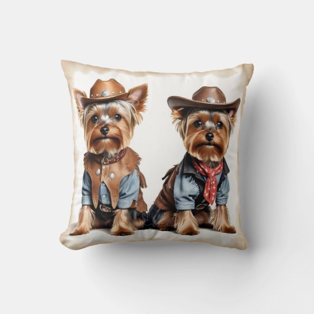 Yorkshire Terriers Vintage Kudde (Framsida)
